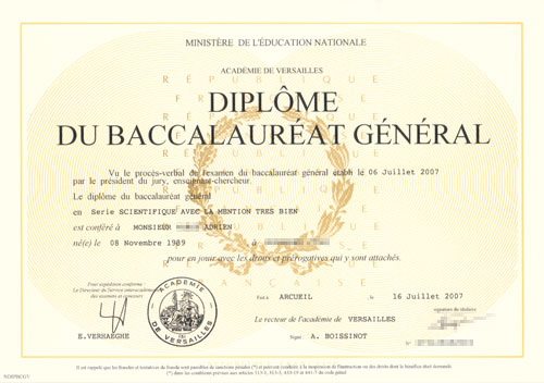 Diplôme du bac S